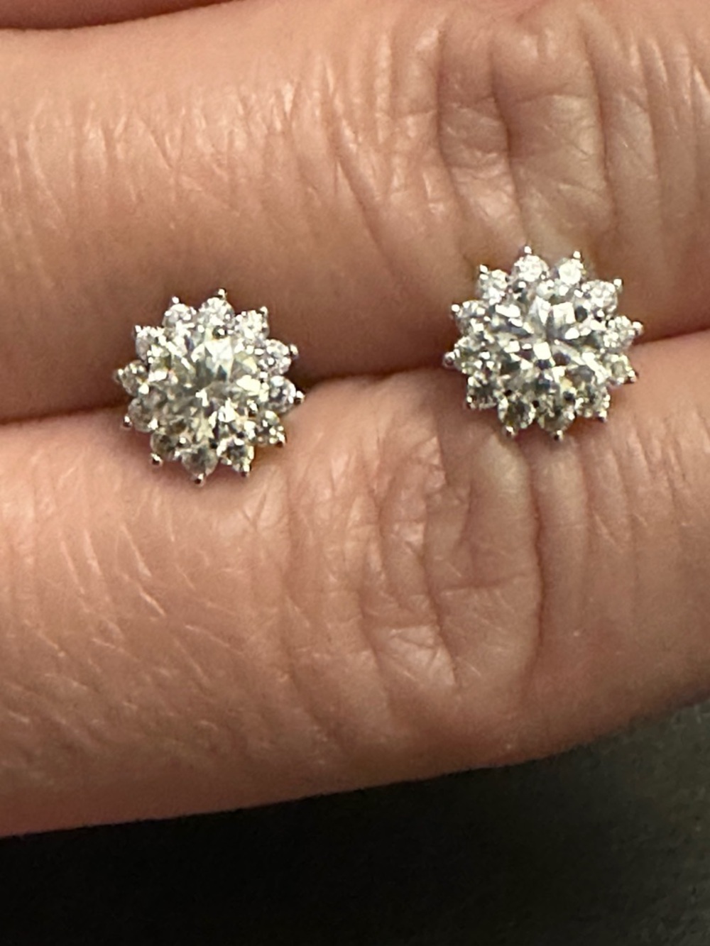 Moissanite 925 Sterling Silver stud earrings PAIR